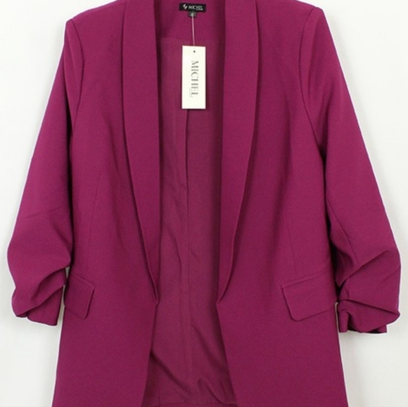 Magenta Gather Sleeve Blazer - Picture 1 of 3